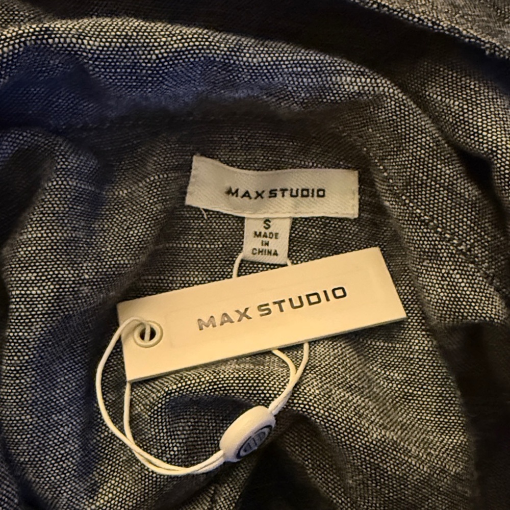 NWT Max Studio Women's Gray Moto Symmetcial Zip Up Linen Blend Jacket Size Small - Picture 8 of 9